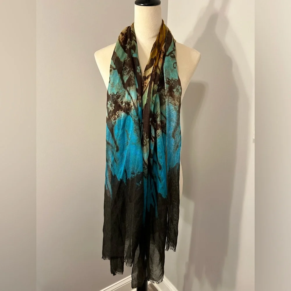 Ombre Tie Dye Long Versatile Scarf - abstract wearable art - Whimsigoth